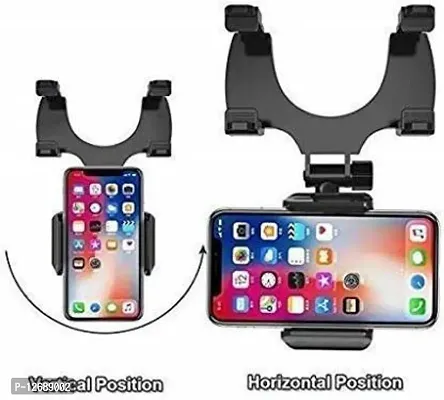 Car Mobile Holder for Dashboard, Windshield&nbsp;(Black) - Rear View Mirror Mount Holder Stand-thumb3