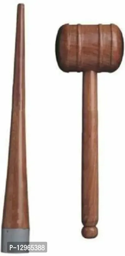 Set Of Cricket Bat Double Sided Knocking Hammer with Cricket Bat Handle Cone - Combo of 2 Items