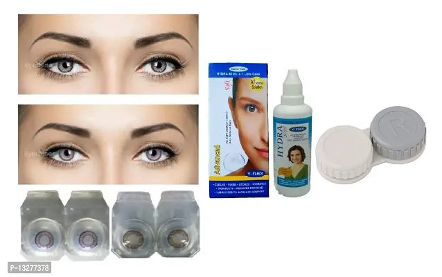 Honey-Brown Colored (2 Pairs) Soft Contact Lens (0 Power) with Solution  Case