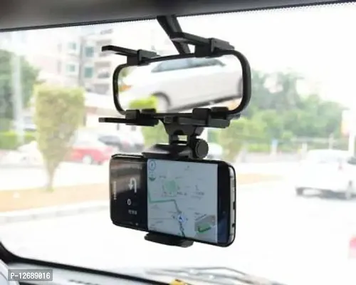 Car Mobile Holder For Windshield&nbsp;(Black) - Rear View Mirror Mount Mobile Holder Stand-thumb3