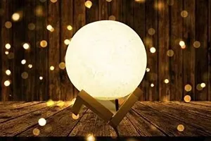 3D USB Rechargeable Moon Lamp Color Changing Sensor Touch Decoration Crystal Ball Night Lamp with Wooden Stand (15CM) Night Lamp&nbsp;&nbsp;(13 cm, Multicolor)-thumb2