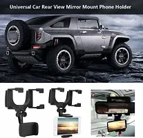 Car Mobile Holder for Dashboard, Windshield&nbsp;(Black) - Rear View Mirror Mount Holder Stand-thumb1