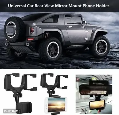 Car Mobile Holder for Dashboard, Windshield&nbsp;(Black) - Rear View Mirror Mount Holder Stand-thumb2