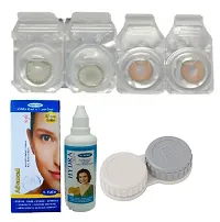 Green-Honey Colored (2 Pairs) Soft Contact Lens (0 Power) with Solution  Case-thumb1