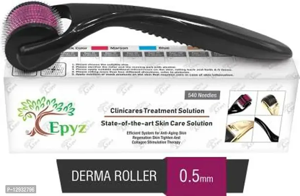 Derma Roller Cosmetic Micro Needling Instrument with 540 Needles for Acne, Skin, Hair Loss, With Case [Pink, 0.5mm]