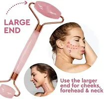 jaderoller Rose Quartz face Massage Rose Quartz Roller and Gua Sha set - Anti Aging Facial Roller - Face Massager - Real Rose Quartz Scraping Tool for Slimming, Firming, Removes Wrinkles Massager&nbsp;&nbsp;(Pink)-thumb2