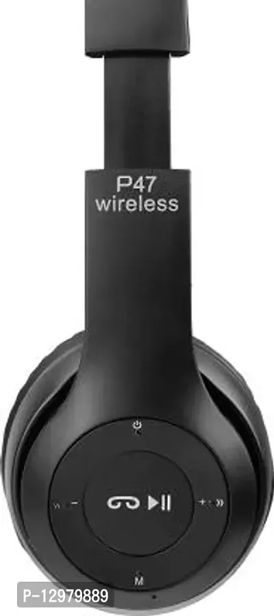 P47 HEADPHONE_NEW WIRELESS BLUETOOTH ON THE EAR BLACK HEADPHONE Bluetooth Headset&nbsp;&nbsp;(Black, On the Ear)-thumb0