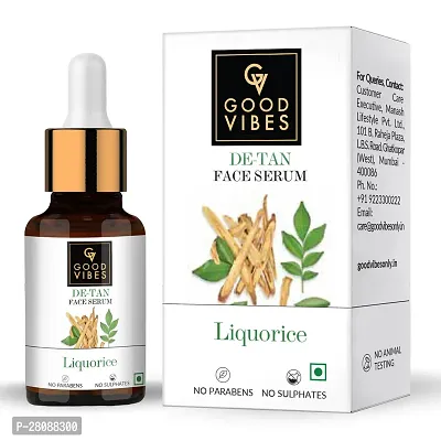 Good Vibes Liquorice De-Tan Serum, 10 ml Helps in Skin Brightening, Soothes Inflammation  Helps Reduce Acne For All Skin Types