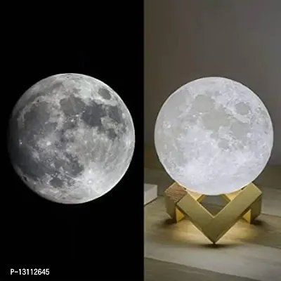 3D Moon Night Lamp 7 Multi Colors Changing Touch Sensor with Wooden Stand Night Lamp&nbsp;&nbsp;(13 cm, Multicolor)-thumb2