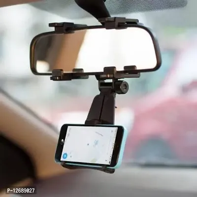 Car Mobile Holder For Windshield&nbsp;(Black) - Rear View Mirror Mount Mobile Holder Stand-thumb3