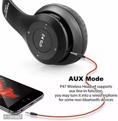 P47 Wireless Bluetooth Headphone, Micro SD Card Support Bluetooth, Wired Gaming Headset&nbsp;&nbsp;(Black, On the Ear)-thumb4