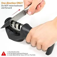 Manual Knife Sharpener 3 Stage Professional Kitchen Chef 3 Slot Design, Slip Resistant Grip, Easy Sharpening, Safely Sharpen Knives, Restore Dull Knife Knife Sharpening Steel&nbsp;&nbsp;(Plastic, Steel)-thumb1