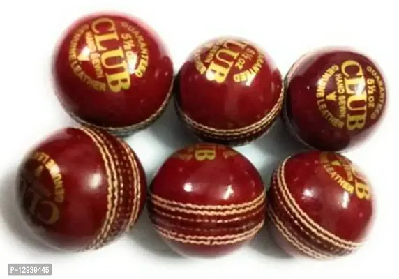 CLUB Forever Set Of 6 Genuine Leather Balls 2 Part ( Piece) Cricket Leather Ball  (Pack of 6, Red)-thumb0