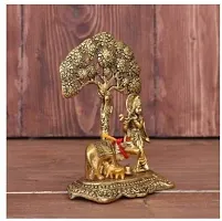 CRAFT Metal Krishna with Cow Standing Under Tree Plying Flute Decorative Showpiece Decorative Showpiece - 17 cm&nbsp;&nbsp;(Metal, Gold):Krishna Tree 215-thumb1