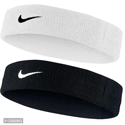 Sports Headband for Boys Fashion, Casual  Sportwear - Pack of 2 (Black, White)