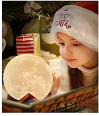 3D Printed USB Rechargeable Moon Lamp 7 Color Changing Sensor Touch Crystal Ball Night Lamp with Wooden Stand, Bedroom Lamp, Night Lamp for Bedroom, Bedroom Lamp for Kids (10CM) Night Lamp&nbsp;&nbsp;(10 cm, White, WARMWHITE, Pink, Multicolor)-thumb2