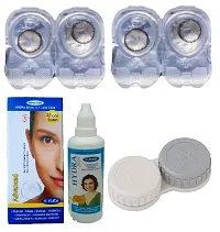 Brown-Brown Colored (2 Pairs) Soft Contact Lens (0 Power) with Solution  Case-thumb1