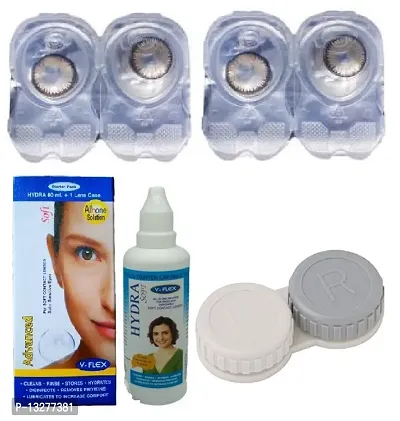 Brown-Brown Colored (2 Pairs) Soft Contact Lens (0 Power) with Solution  Case-thumb2