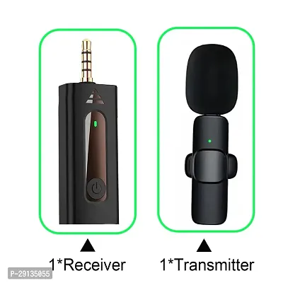 K-35 Wireless Collar Microphone Lapel Lavalier Omnidirectional Mic Plug and Play Mike for Vlogging Interview Live Streaming YouTube Compatible with BT Speakers, DSLR Camera-thumb3