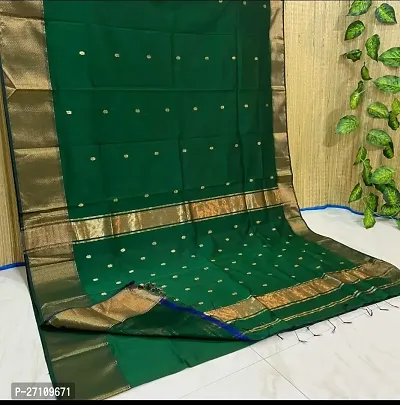 Elegant Silk Blend Green Printed Saree Without Blouse Piece For Women-thumb0