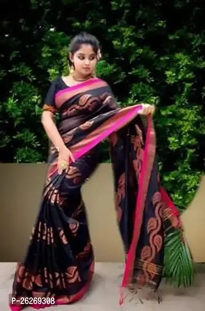 Designer Multicoloured Cotton Silk Saree With Blouse Piece For Women