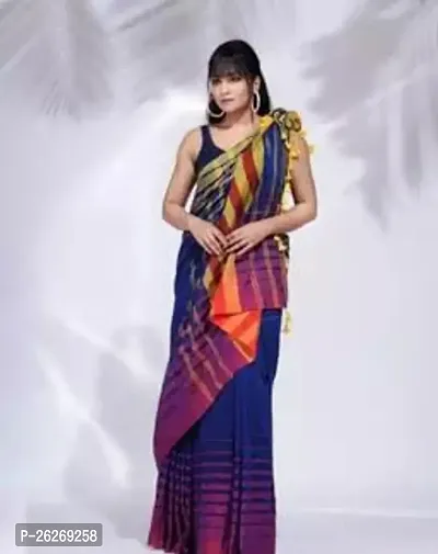 Designer Multicoloured Cotton Saree With Blouse Piece For Women