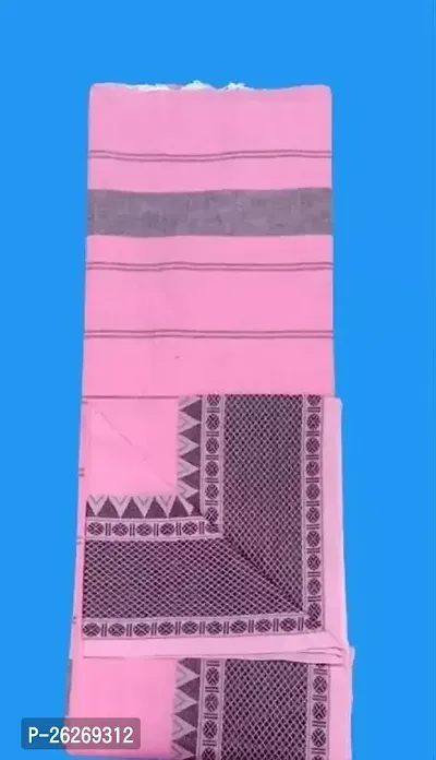 Designer Pink Khadi Cotton Saree With Blouse Piece For Women-thumb0