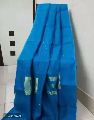 Designer Blue Cotton Silk Saree With Blouse Piece For Women-thumb0