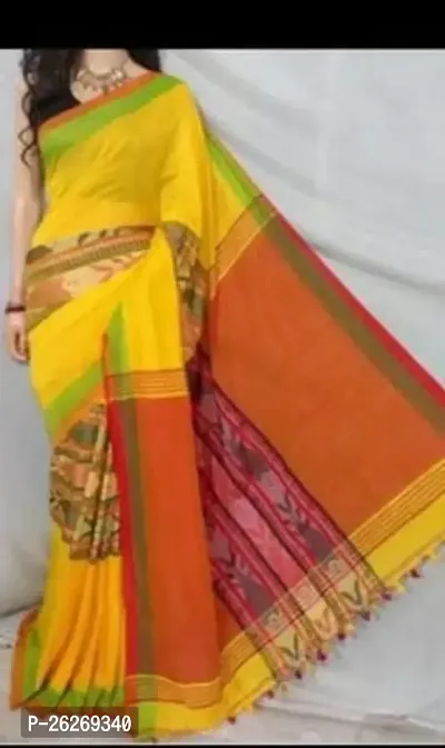 Designer Multicoloured Cotton Saree With Blouse Piece For Women