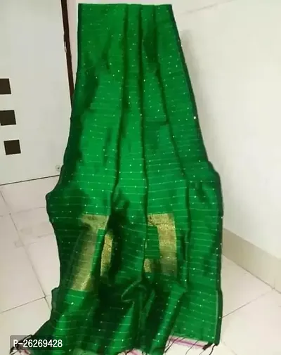 Designer Green Cotton Silk Saree With Blouse Piece For Women-thumb0