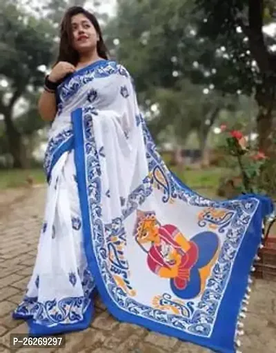 Designer Multicoloured Cotton Saree With Blouse Piece For Women