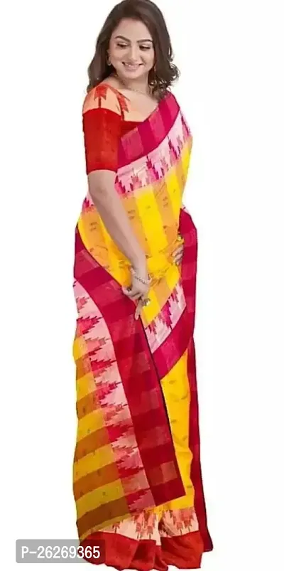 Designer Multicoloured Khadi Cotton Saree With Blouse Piece For Women