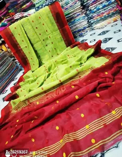 Designer Multicoloured Khadi Cotton Saree With Blouse Piece For Women