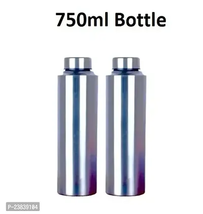 Smilynation 750 ml Stainless Steel Fridge Refrigerator Water Bottle Pack of 2 Silver