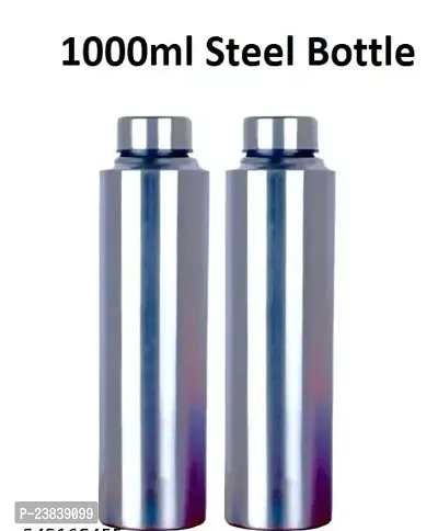 Smilynation 1000 ml Stainless Steel Fridge Refrigerator Water Bottle Pack of 2 Silver-thumb0
