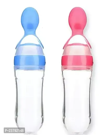 Newborn Baby Toddler Safe Silicone Squeeze Feeding Bottles- 90 ml, Pack Of 2