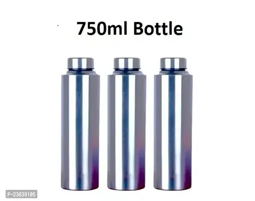 Smilynation 750 ml Stainless Steel Fridge Refrigerator Water Bottle Pack of 3 Silver