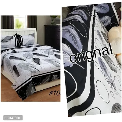 3 D Printed Microfiber Double Bedsheet With 2 Pillow covers-thumb0