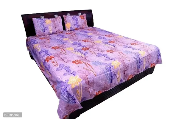 Designer Glace Cotton Double Bedsheet With Pillow Cover
