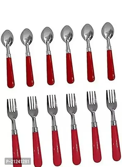 Plastic Handle Stainless steel Spoon 6pc With Plastic Handle Stainless Steel Fork 6pc