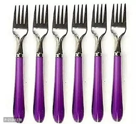 Plastic Handle Stainless Steel Fork Pack Of 6-thumb0