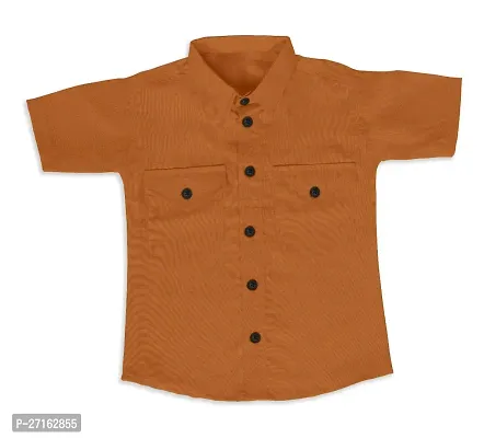 Stylish Light Brown Cotton Half Sleeve Shirt For Boys-thumb0