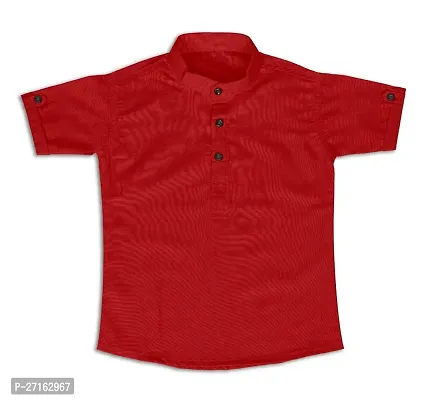 Stylish Red Cotton Half Sleeve Short Kurta For Boys