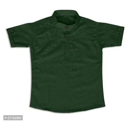 Stylish Green Cotton Half Sleeve Short Kurta For Boys-thumb0