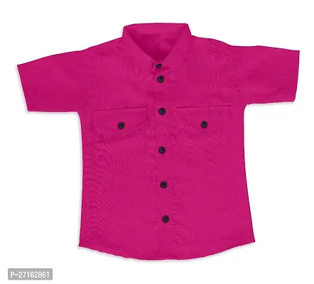 Stylish Dark Pink Cotton Half Sleeve Shirt For Boys-thumb0