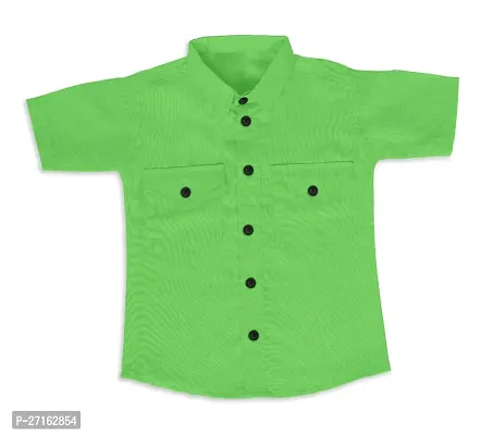 Stylish Light Green Cotton Half Sleeve Shirt For Boys