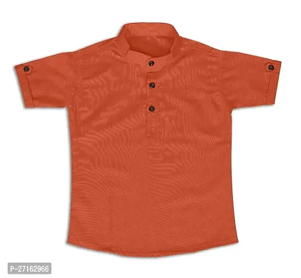 Stylish Orange Cotton Half Sleeve Short Kurta For Boys-thumb0