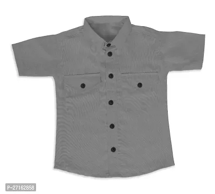 Stylish Grey Cotton Half Sleeve Shirt For Boys