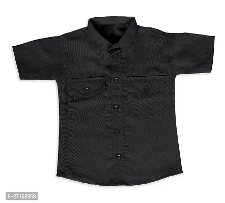 Stylish Black Cotton Half Sleeve Shirt For Boys-thumb0