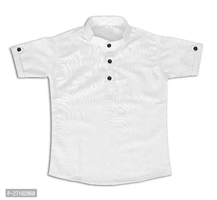 Stylish White Cotton Half Sleeve Short Kurta For Boys